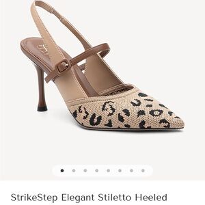 Brand New Cosy Island StrikeStep Elegant Stiletto Heeled Slingback Leopard Size5